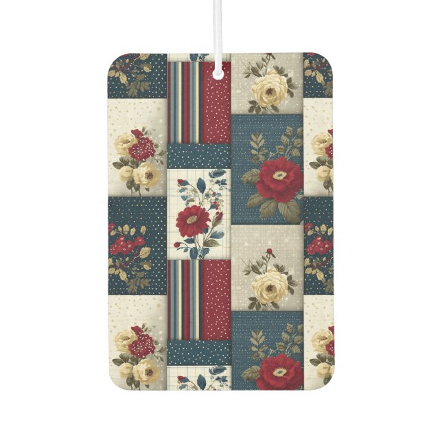 Désodorisant Pour Voiture Conception florale et géométrique rustique (Devant)