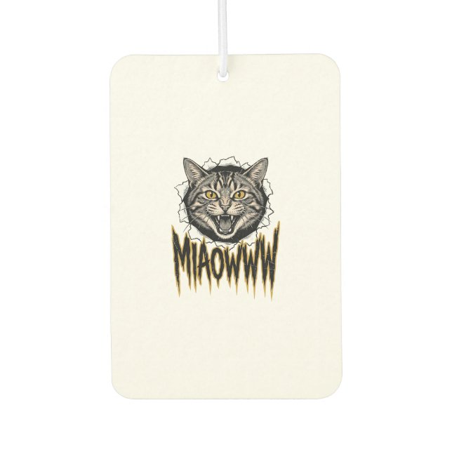Désodorisant Pour Voiture Conception vectorielle de chat en colère gravée vi (Devant)