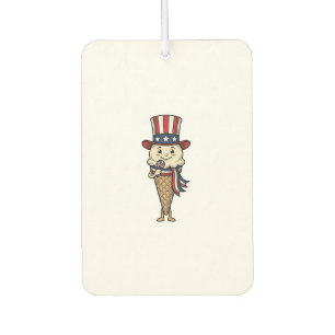 Désodorisant Pour Voiture Cône de glace patriotique Dessin de gravure vintag
