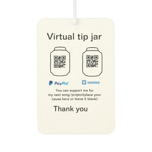 Désodorisant Pour Voiture Conseil virtuel jar q r code argent don PayPal ven (Devant)