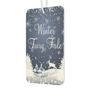 Désodorisant Pour Voiture Conte de fées de Noël enneigé Fantastique Forêt