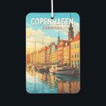 Désodorisant Pour Voiture Copenhague Danemark Travel Art Vintage<br><div class="desc">Design de transport vectoriel rétro de Copenhague. Copenhague,  capitale du Danemark,  se trouve sur les îles côtières de Seeland et Amager. Il est relié à Malmo dans le sud de la Suède par le pont Öresund.</div>