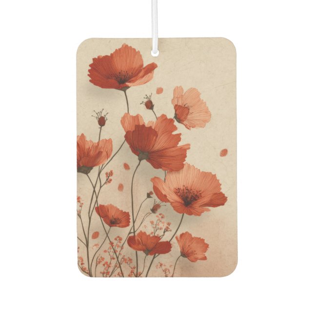 Désodorisant Pour Voiture Coquelicots rouges.  (Devant)