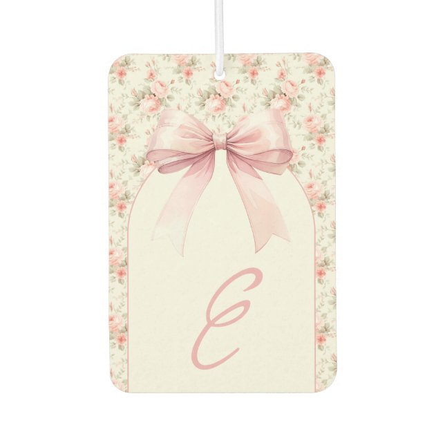 Désodorisant Pour Voiture Coquette Monogram Rose Bow (Devant)