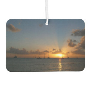 Désodorisant Pour Voiture Coucher de soleil avec voiliers Paysage tropical P