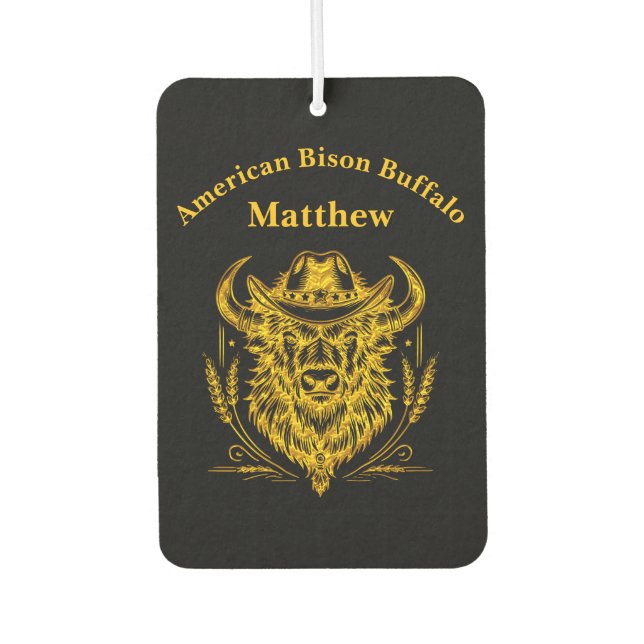 Désodorisant Pour Voiture Cowboy Casquette Golden Buffalo Art (Devant)