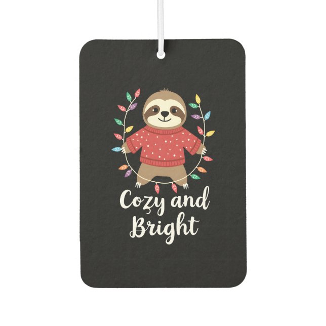 Désodorisant Pour Voiture Cozy And Bright Sloth Christmas Lights (3) (Devant)