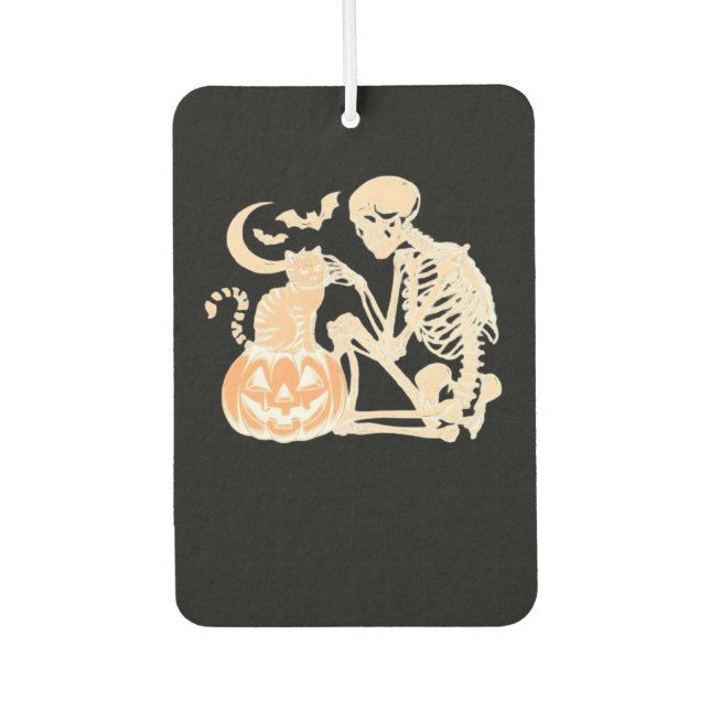 Désodorisant Pour Voiture Crâne de chat squelette kitty Conception Halloween (Devant)
