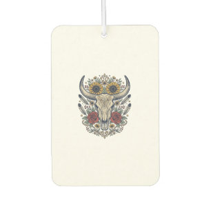 Désodorisant Pour Voiture Crâne de taureau floral vintage occidental