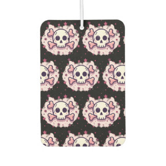 Désodorisant Pour Voiture Crâne et Os en Rose Pastel