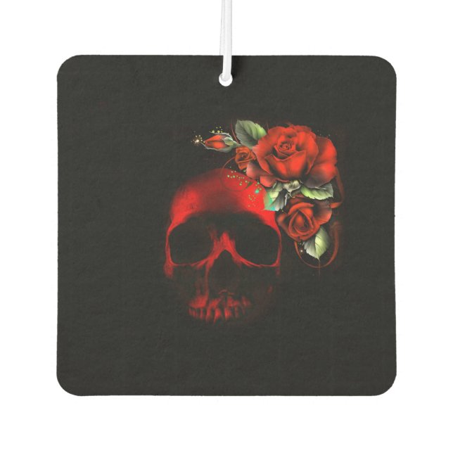 Désodorisant Pour Voiture Crâne et rose (Devant)