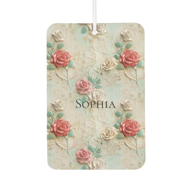 Désodorisant Pour Voiture Crème rouge rose Rose Floral (Devant)