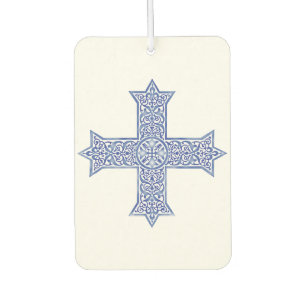 Désodorisant Pour Voiture Croix copte d'art en Lapis Bleu Premium