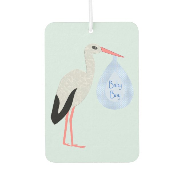 Désodorisant Pour Voiture Cute Blue Baby Boy Stork (Devant)