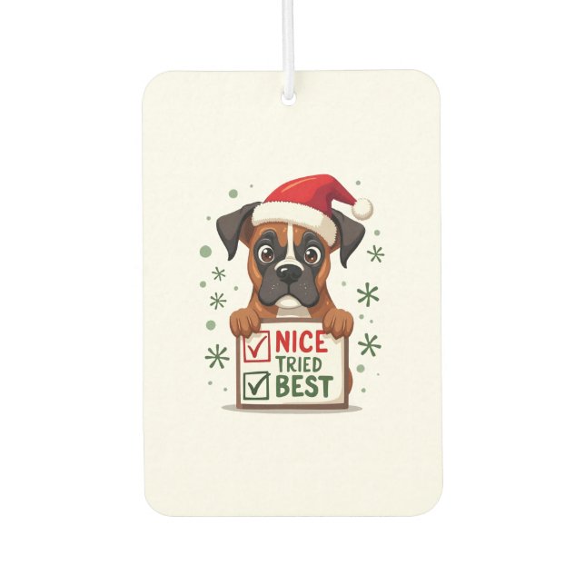 Désodorisant Pour Voiture Cute Boxer dog Dog Christmas Nice Tried my Best  ( (Devant)