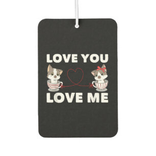Désodorisant Pour Voiture Cute Coeur Chat Amour Romantique Couple Kitten Cad