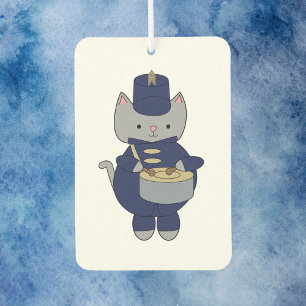 Désodorisant Pour Voiture Cute Gray Cat Marching Band Drummer