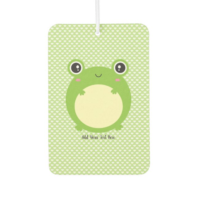 Désodorisant Pour Voiture Cute Kawaii Frog avec texte personnalisé (Devant)