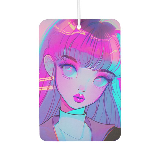 Désodorisant Pour Voiture Cute Neon Anime Girl Air Freshener (Devant)