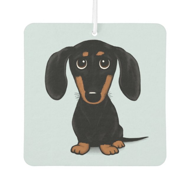 Désodorisant Pour Voiture Cute noir et Tan Dachshund | Cartoon Wiener Dog (Devant)
