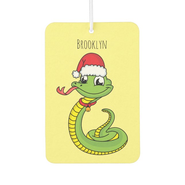 Désodorisant Pour Voiture Cute serpent vert avec chapeau santa dessin animé (Devant)