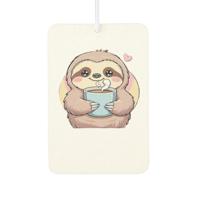 Désodorisant Pour Voiture Cute Sloth Coffee Lover Shirt � Funny Fueled by Co (Devant)