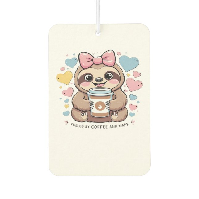 Désodorisant Pour Voiture Cute Sloth Coffee Lover Shirt � Funny Fueled by Co (Devant)