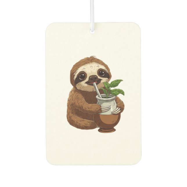 Désodorisant Pour Voiture Cute Sloth Drinking Yerba Mate � Adorable Kawaii A (Devant)