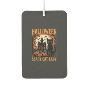 Désodorisant Pour Voiture Dame chat effrayant Halloween Design Vintage