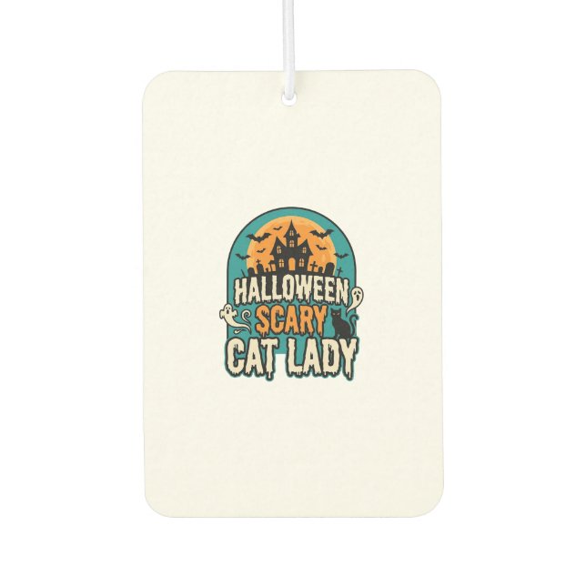Désodorisant Pour Voiture Dame de chat Halloween Épouvantable Maison hantée  (Devant)