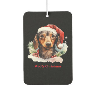 Désodorisant Pour Voiture Daschund Chien Noël Chapeau de Père Noël Xmas Lumi