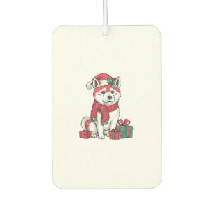 Désodorisant Pour Voiture Décor de fête de Noël Père Noël Akita Chien Noël