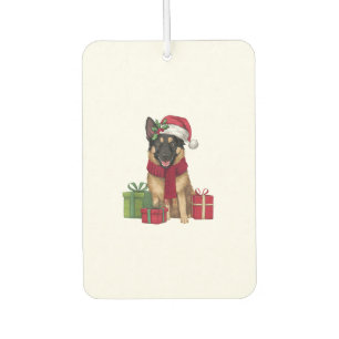 Désodorisant Pour Voiture Décor de fête de Noël Père Noël Chien Malinois Bel