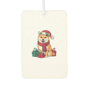 Désodorisant Pour Voiture Décoration de fête de Noël Santa Shiba Inu Chien N