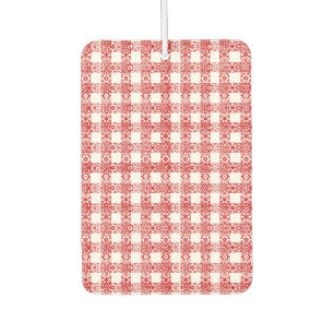 Désodorisant Pour Voiture Dentelle blanche rouge mignonne plaid vintage coeu