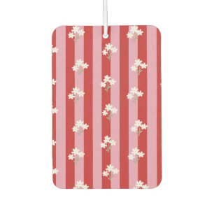 Désodorisant Pour Voiture dessin à rayures rouges et roses avec des fleurs b