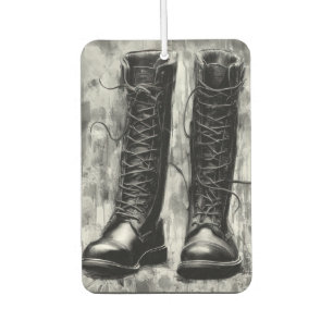 Désodorisant Pour Voiture Dessin de bottes noires à lacets pour motard robus