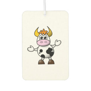 Désodorisant Pour Voiture Dessin dessiné Taureau de vache noir et blanc
