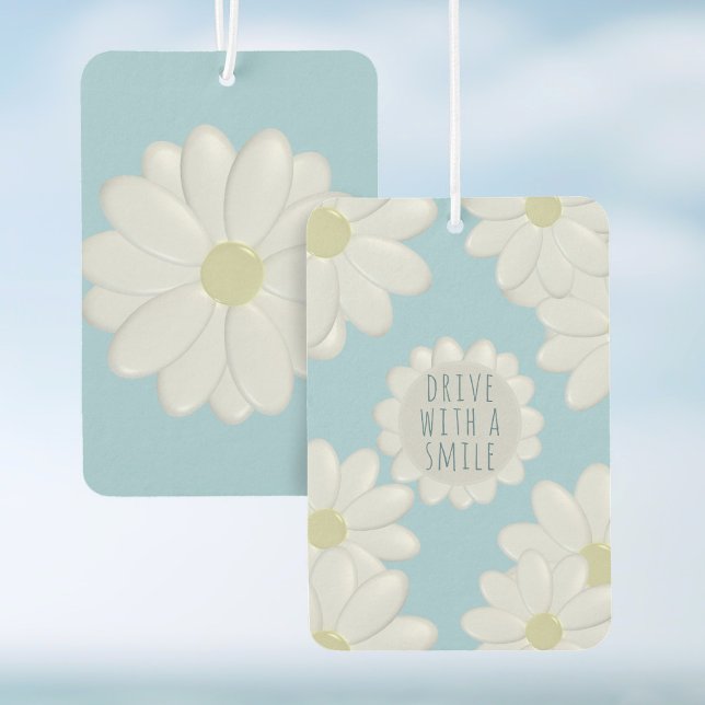 Désodorisant Pour Voiture Diffuseur d'air pour voiture White Daisy Drive Wit (Always drive with a smile! A pretty springtime daisy air freshener just for you)
