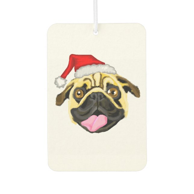 Désodorisant Pour Voiture Diffuseur de parfum de voiture Pug de Noël (Devant)