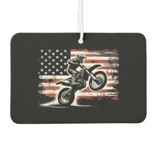 Désodorisant Pour Voiture Dirt Bike American Flag Motocross Biker Vintage US