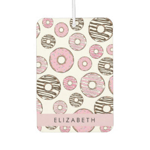 Désodorisant Pour Voiture Donuts Roses, Donuts Blancs, Sprinkings, Votre Nom