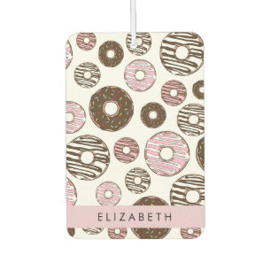 Désodorisant Pour Voiture Donuts Roses, Donuts Brown, Sprinkings, Votre Nom