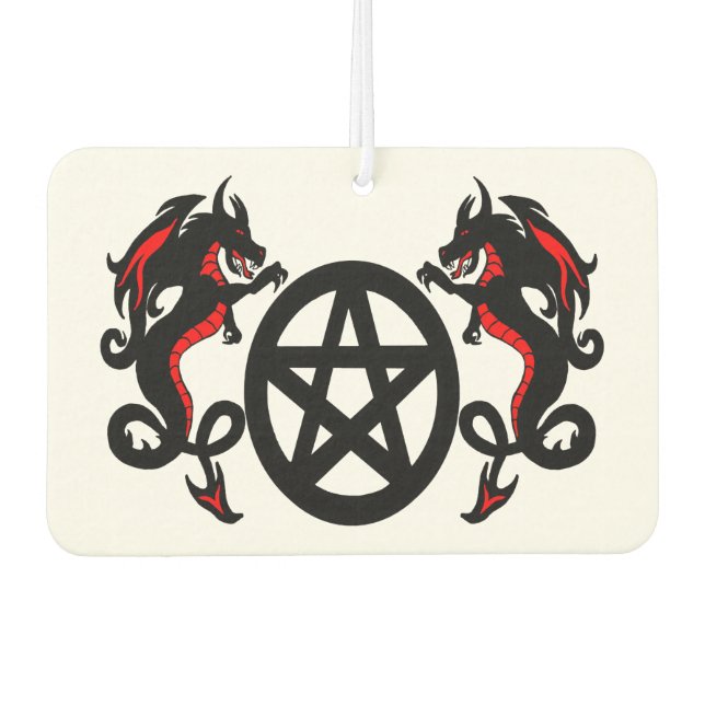 Désodorisant Pour Voiture Dragons rouges et noirs et Pentacle (Devant)