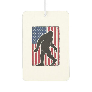 Désodorisant Pour Voiture Drapeau américain vintage silhouette Bigfoot vecte