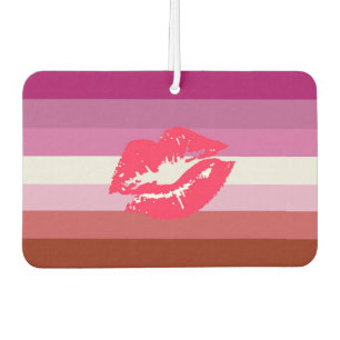 Désodorisant Pour Voiture Drapeau de fierté lesbienne au rouge à lèvres