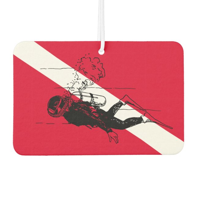 Désodorisant Pour Voiture Drapeau de plongée avec illustration de plongeur r (Devant)