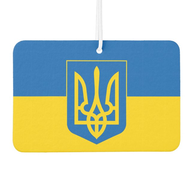 Désodorisant Pour Voiture Drapeau ukrainien avec armoiries (Devant)