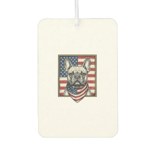 Désodorisant Pour Voiture Drapeau vintage de Bulldog français patriotique