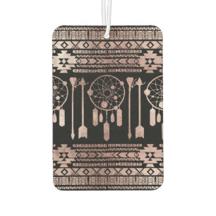 Désodorisant Pour Voiture Dreamcatcher Rose Gold Tribal Aztec en noir